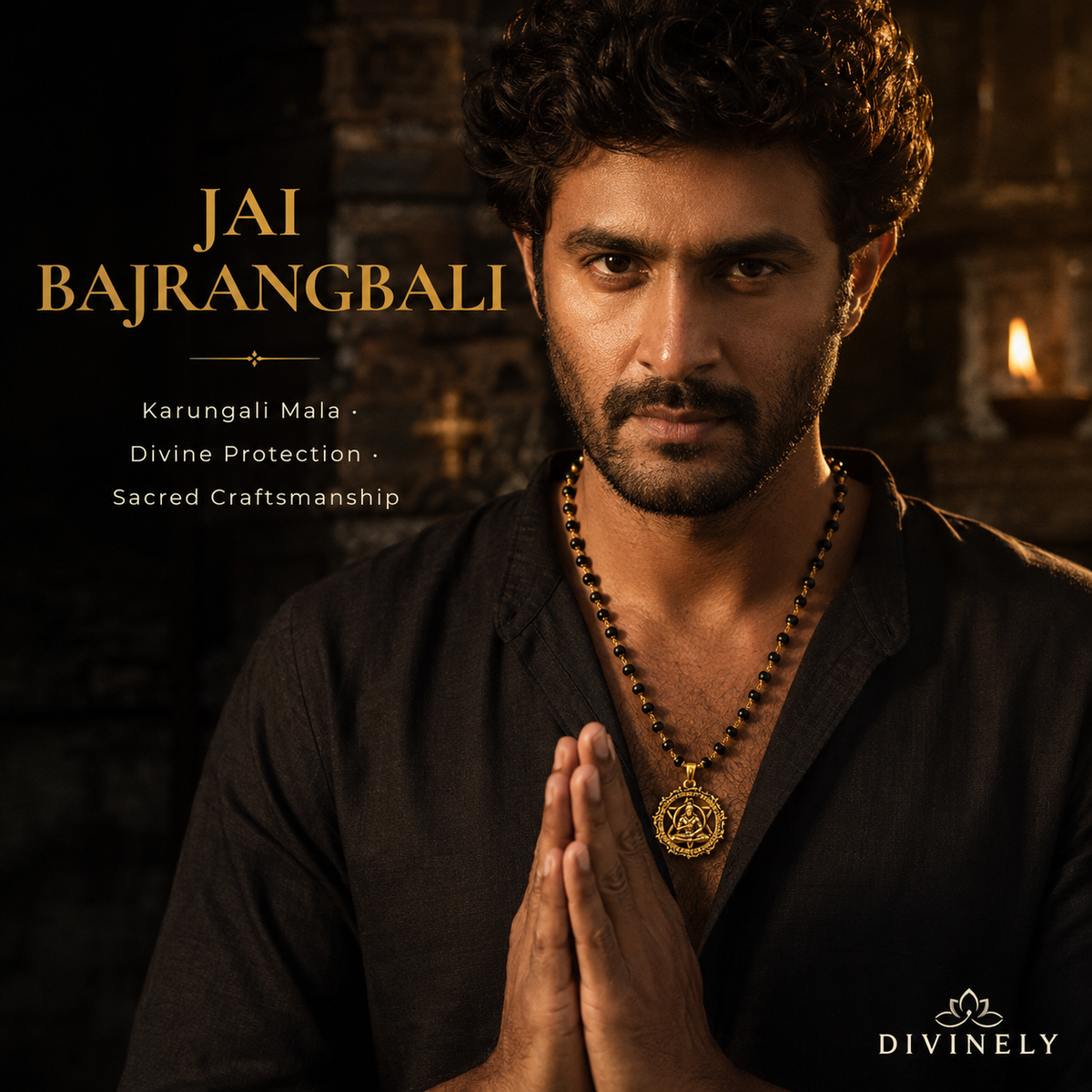 Karungali Gold Mala With Hanuman Pendant 54 Beads