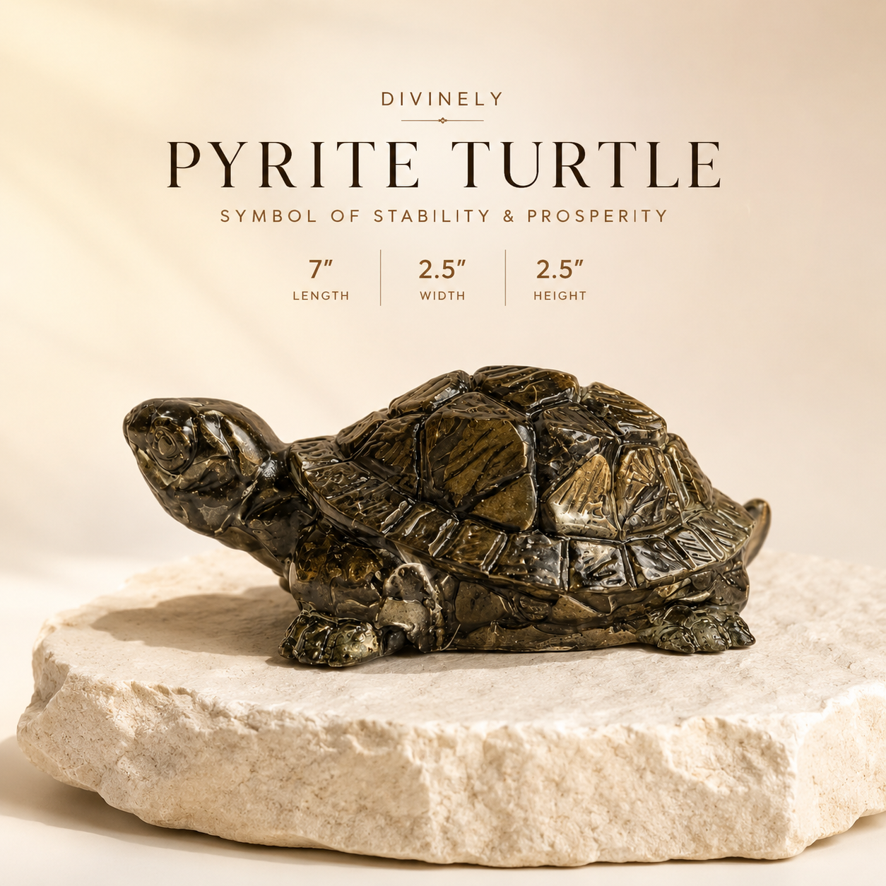Pyrite Resin Turtle – Symbol of Wealth, Stability & Positive Energy