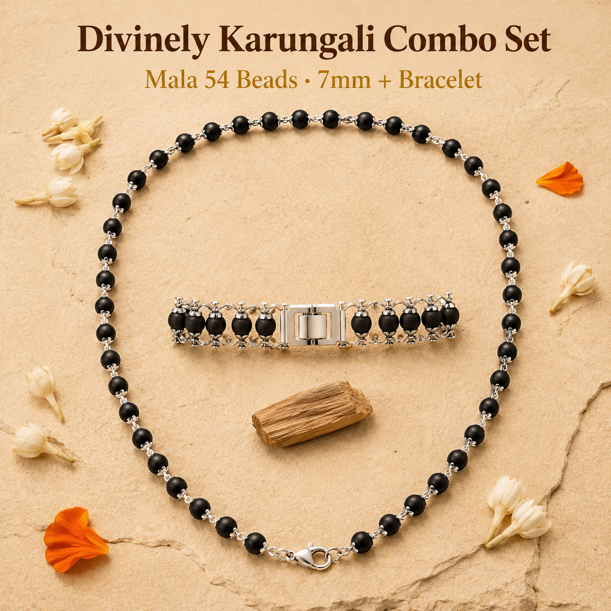 Karungali Mala & Bracelet Combo Set – Sacred Protection & Spiritual Elegance
