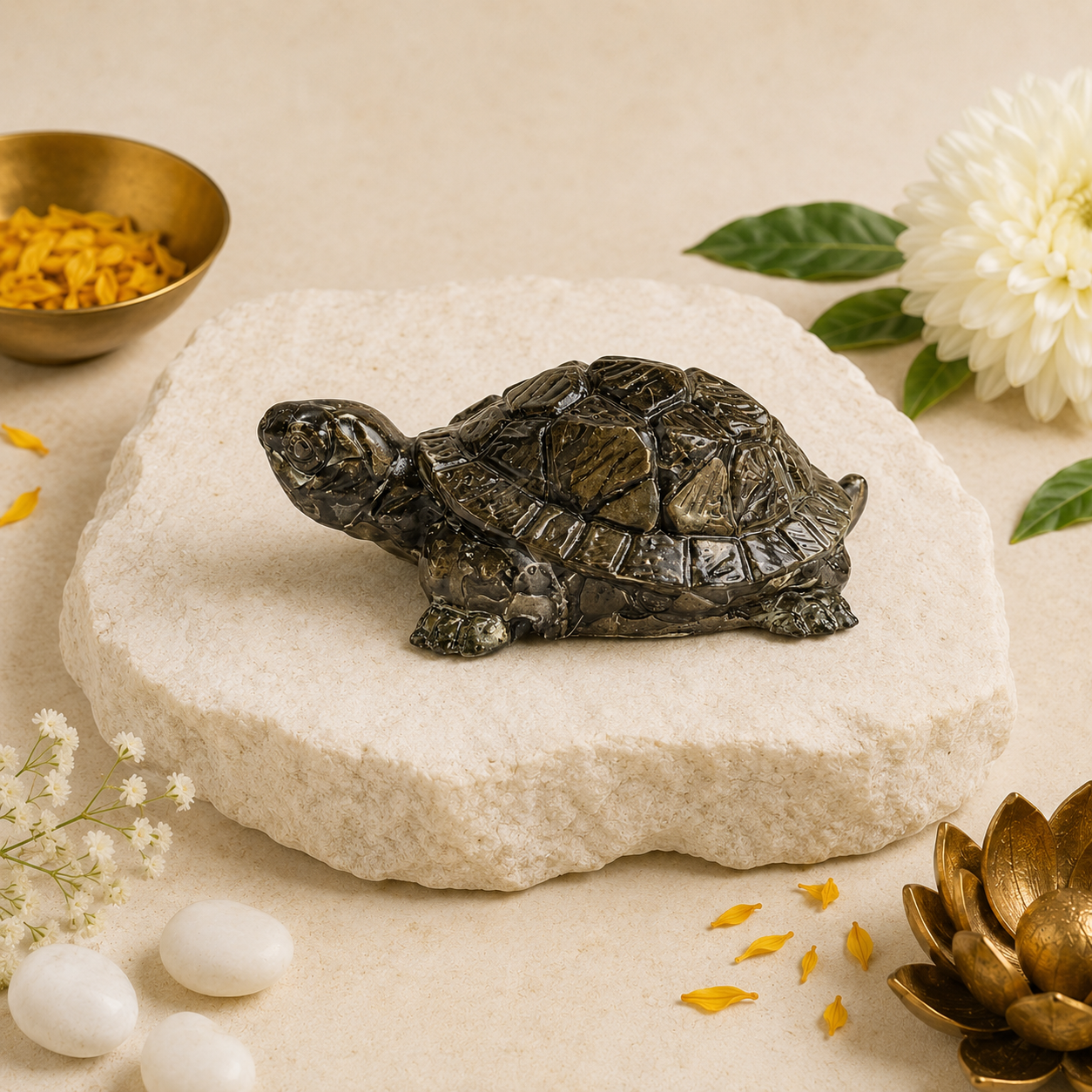 Pyrite Resin Turtle – Symbol of Wealth, Stability & Positive Energy