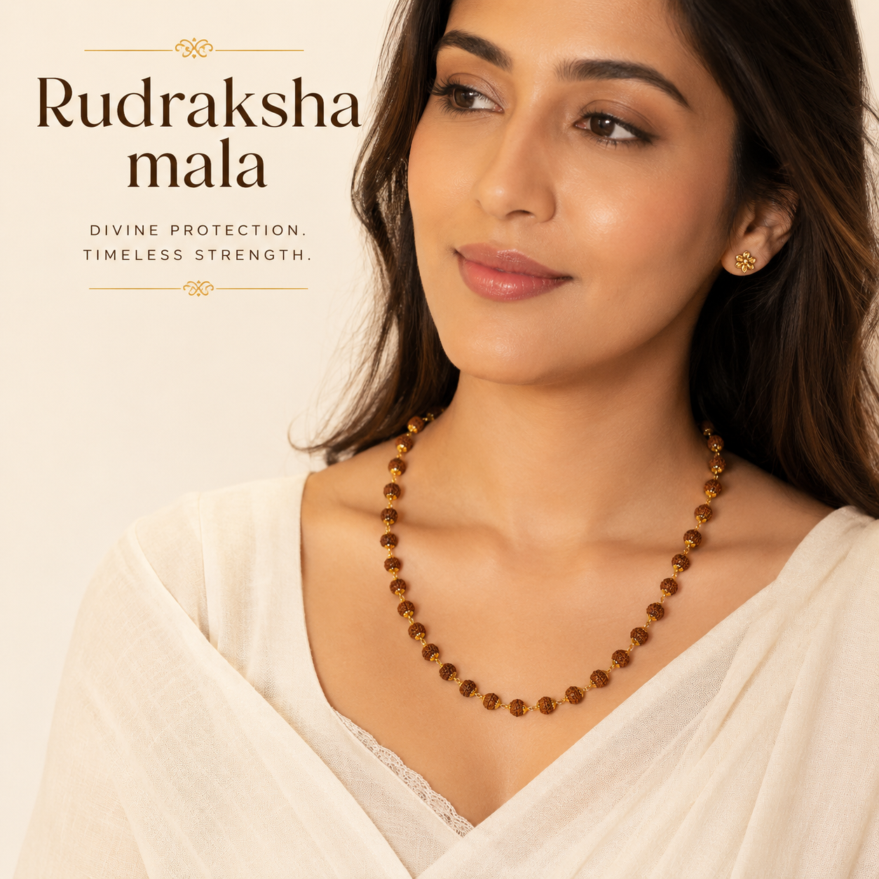 Gold Colour Rudraksha Mala – 54 Beads | Premium Spiritual Prayer Mala | Meditation, Japa & Daily Wear | Sacred Hindu Mala for Men & Women