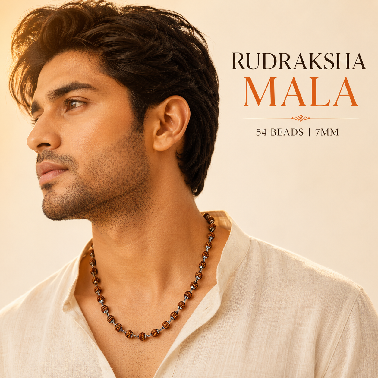 Silver Colour Rudraksha Mala – 54 Beads | Premium Spiritual Prayer Mala | Meditation, Japa & Daily Wear | Sacred Hindu Mala for Men & Women