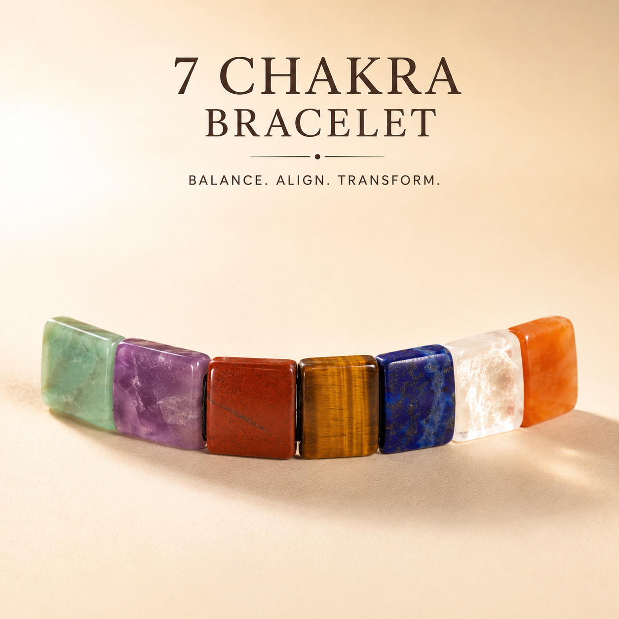 7 Chakra Rectangle Bracelet for Men & Women | Natural Healing Crystal Bracelet | Balancing Energy Stones | Adjustable Spiritual Bracelet for Meditation, Yoga & Daily Wear