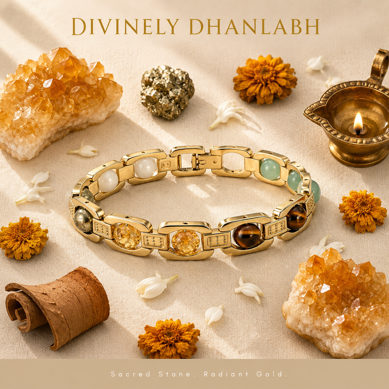 Dhanlabh Gold Plated Bracelet Multi Stone Bracelet