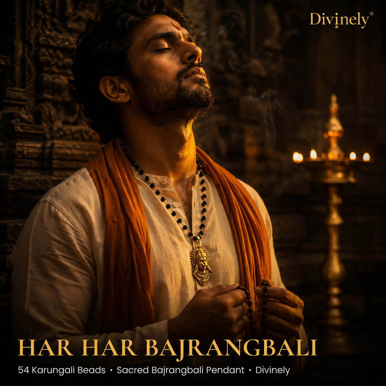 Karungali Gold Mala With Bajrangbali Pendant 54 Beads