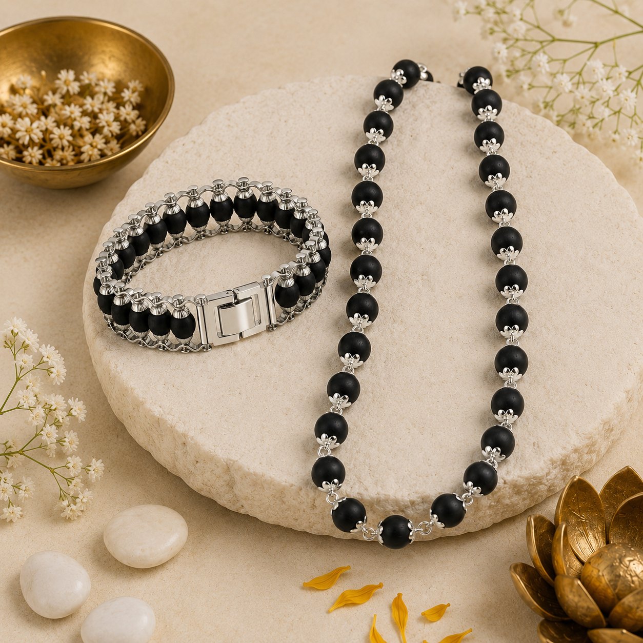 Karungali Silver Combo
