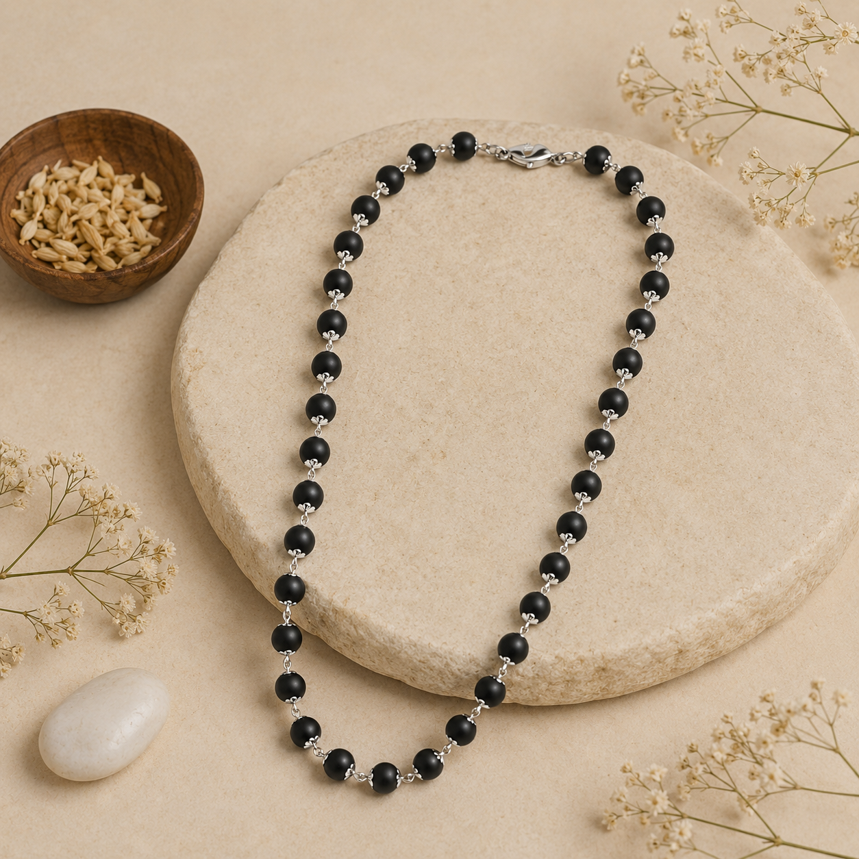 Karungali Silver Mala