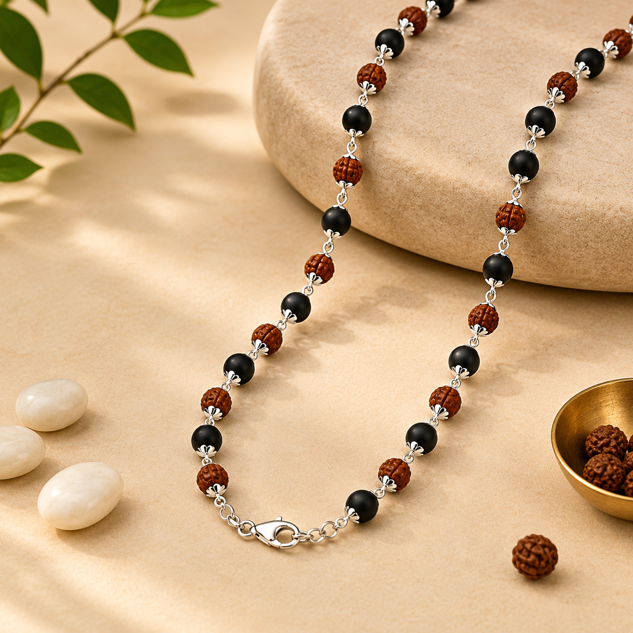 Karunglai Rudraksha Silver Mala