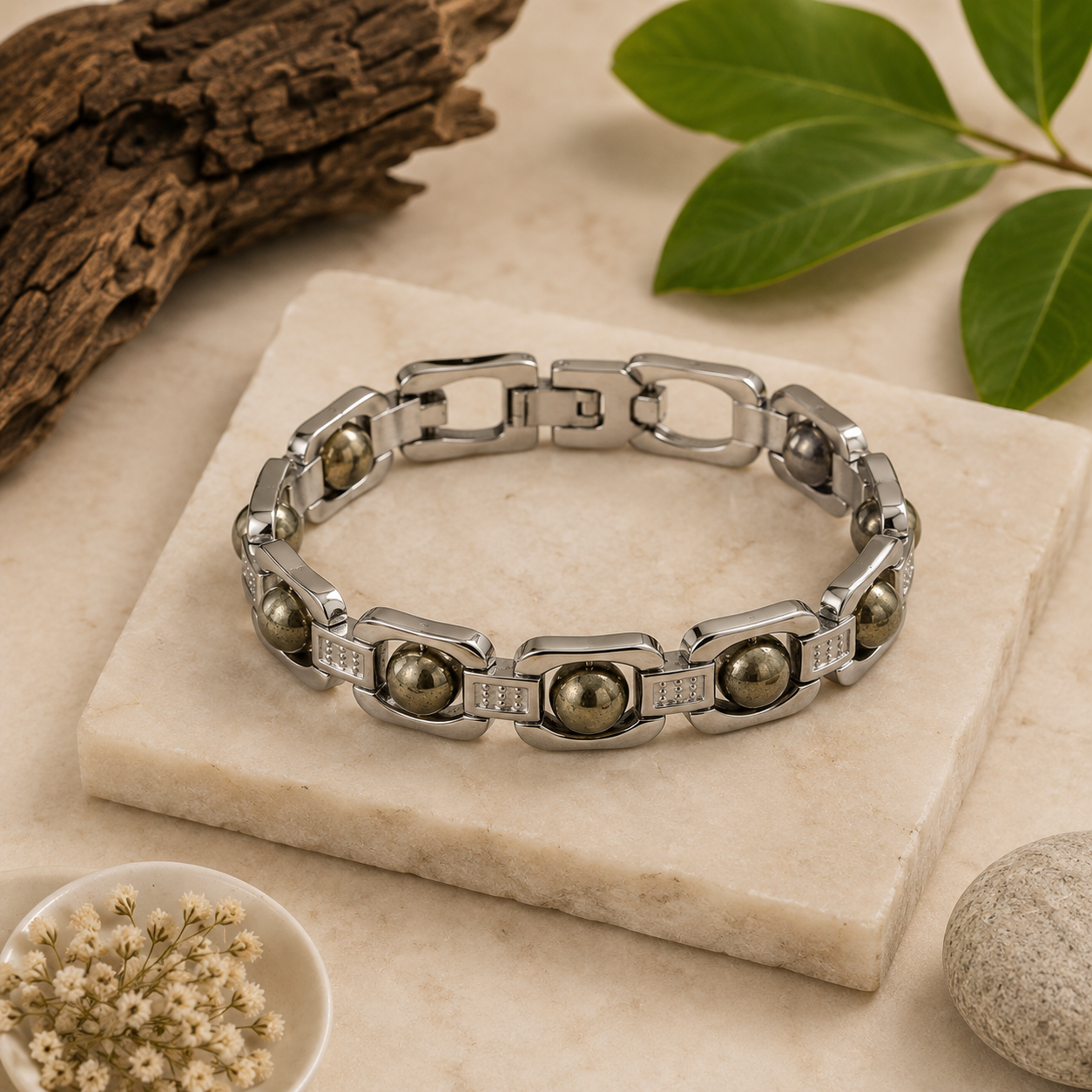 Pyrite Metal Braclet