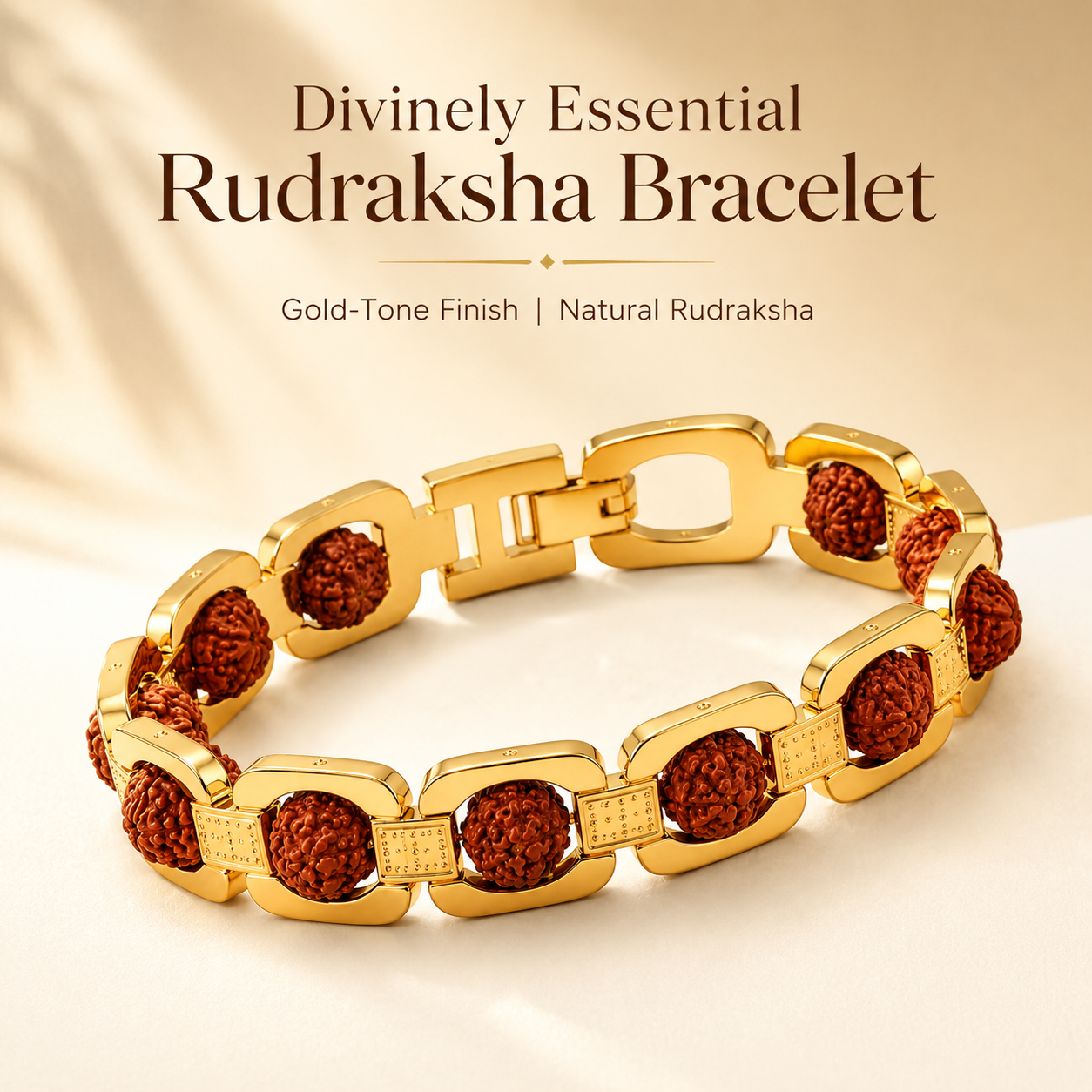 Gold Plated Rudraksha Essential Bracelet for Men & Women | Premium Gold-Tone Finish | Spiritual Fashion Bracelet