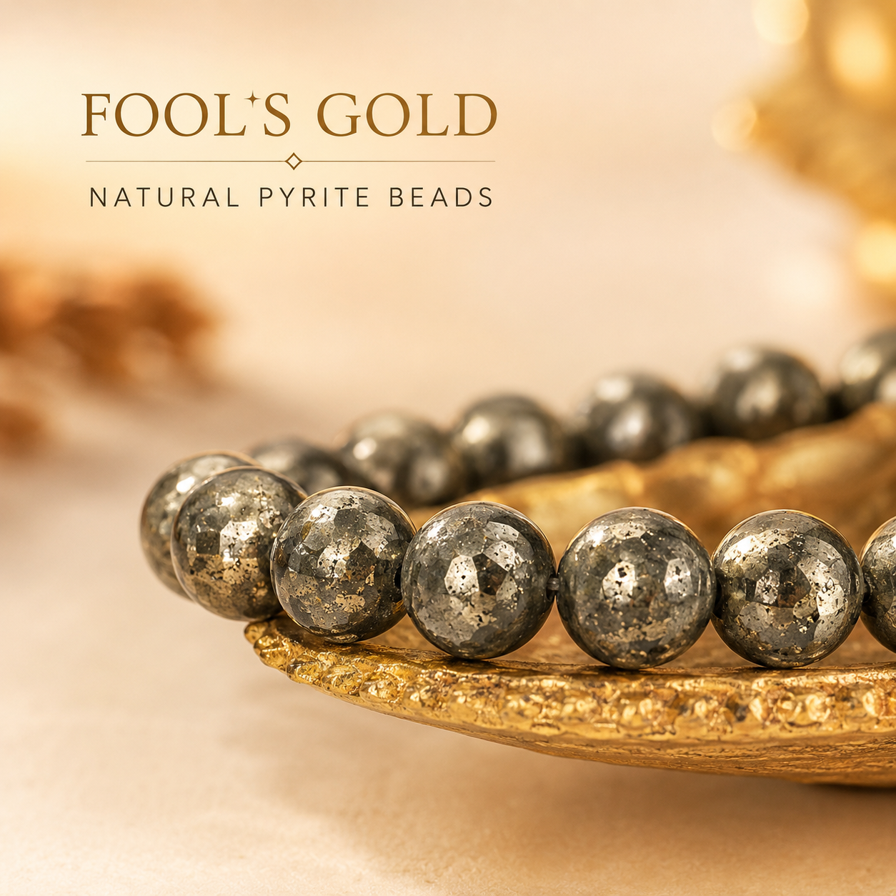 Natural Pyrite Bracelet for Men & Women | Handcrafted Genuine Pyrite Gemstone Beads | Stretch Fit Crystal Bracelet | Spiritual Jewelry for Confidence, Prosperity & Everyday Wear