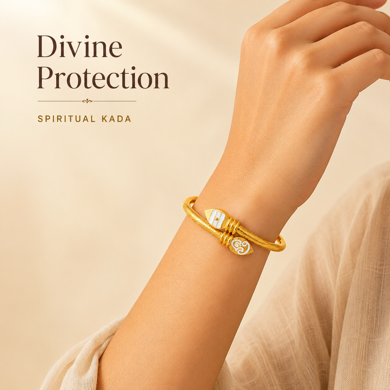 Premium Murugan Vel Kada – Gold Colour Spiritual Bracelet for Strength & Protection | Unisex Kada
