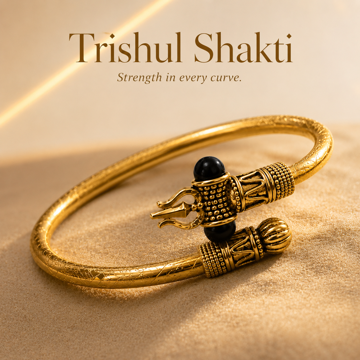 Trishul Damroo Karungali Kada – Gold Colour Spiritual Kada for Men & Women