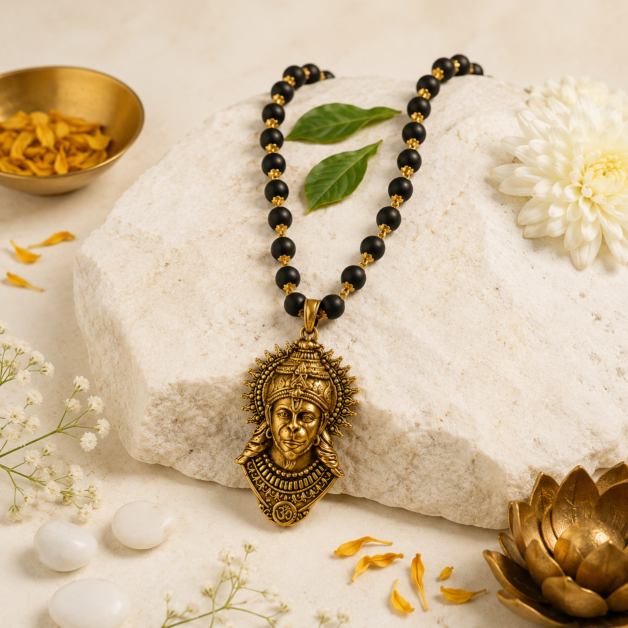 Karungali Gold Mala With Bajrangbali Pendant 54 Beads