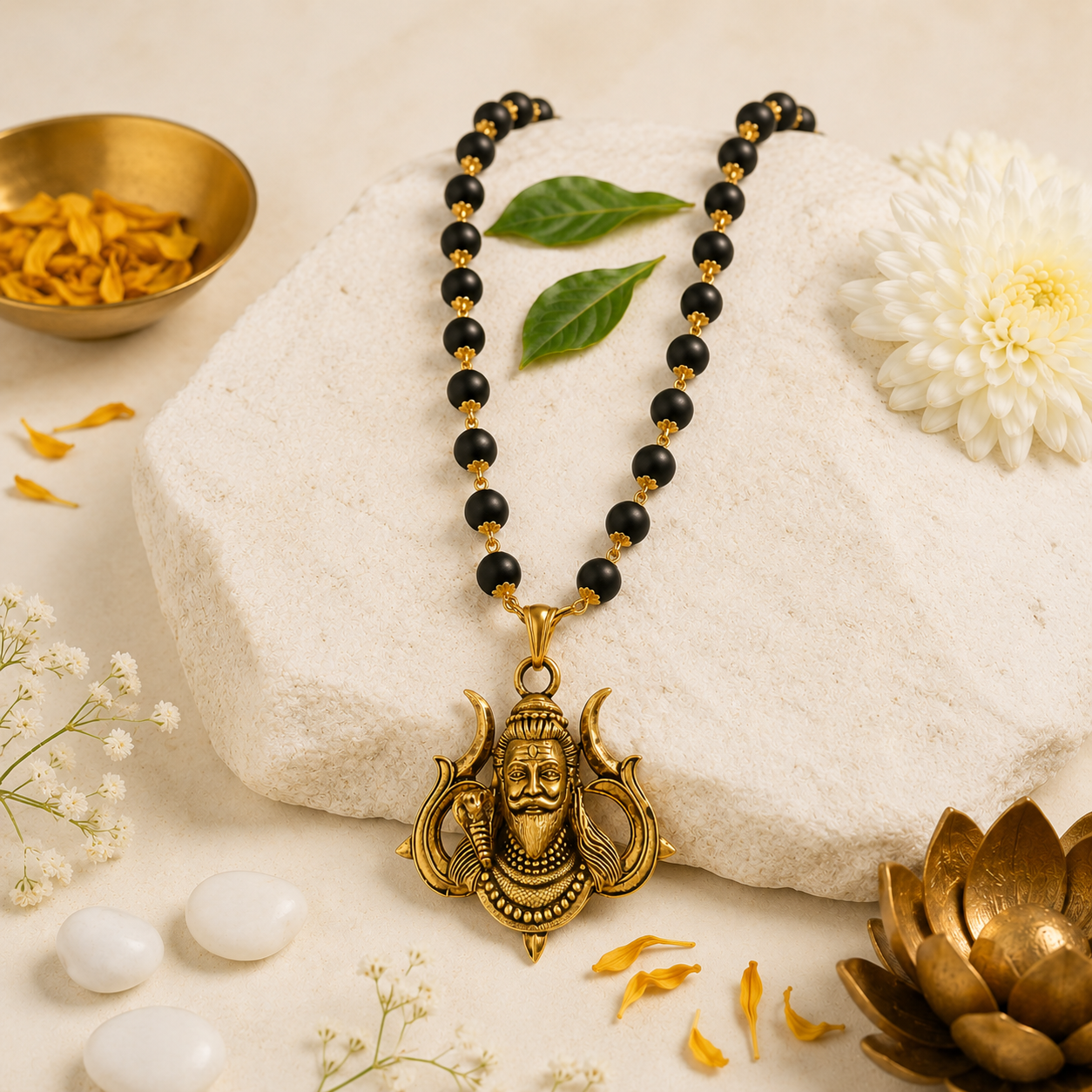 Karungali Gold Mala 54 Beads WIth Mahadev Pendant