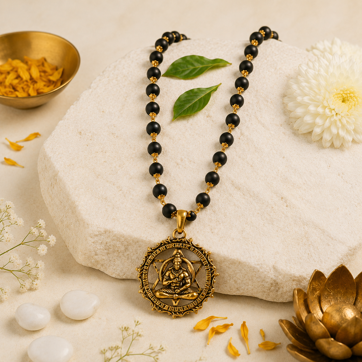 Karungali Gold Mala With Hanuman Pendant 54 Beads